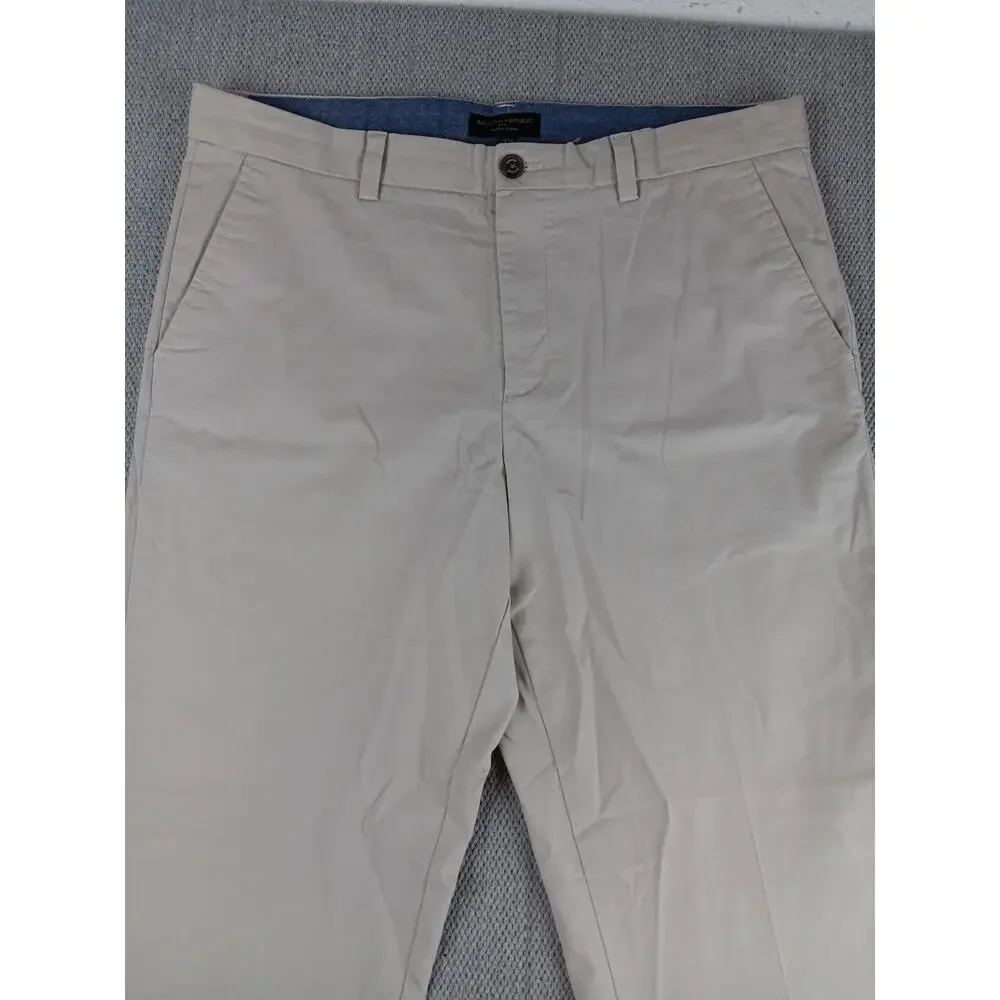 Banana Republic Aiden Chino Pants‎ Mens 36X28 Ivory Slim Straight Casual Preppy